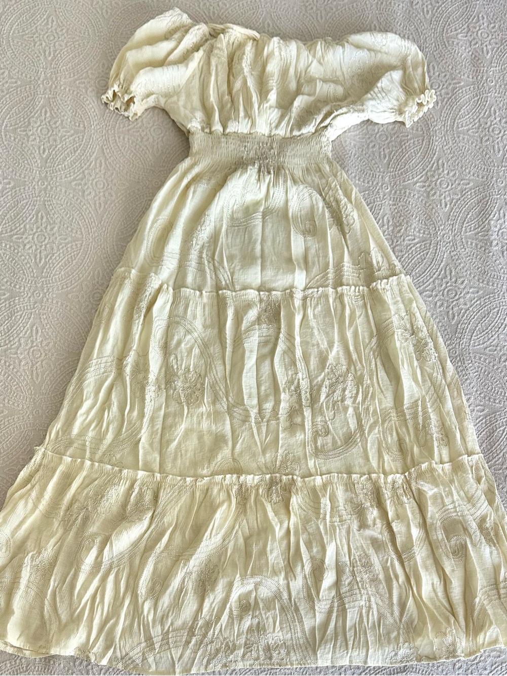 Sapphire Max Dress Pastel Pale Yellow Floral Design Small